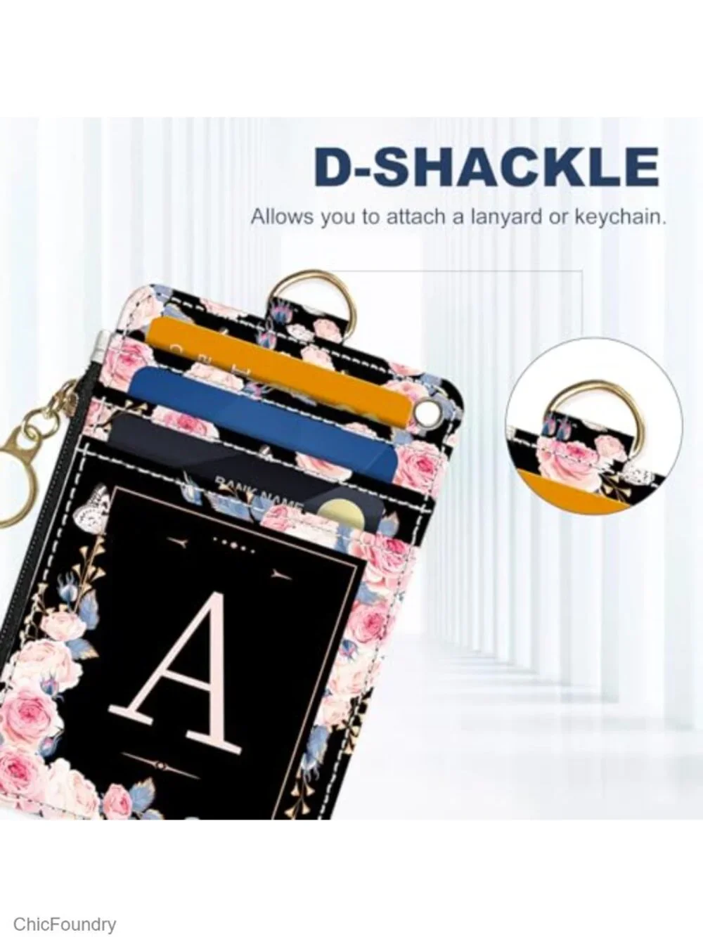 RFID Blocking Slim Wallet Credit Card Holder PU Leather with Zipper ID Window